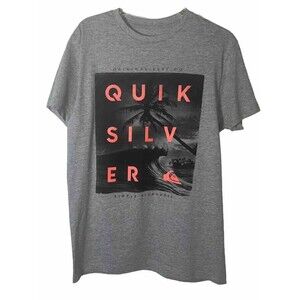 M Quick Silver Original Surf Co. Simple Pleasures Gray Graphic T-shirt Crew Neck